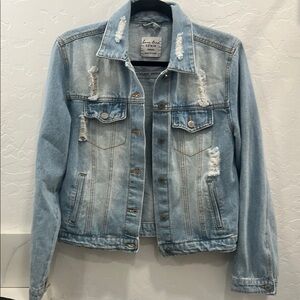 Light Blue Distressed Denim Jacket